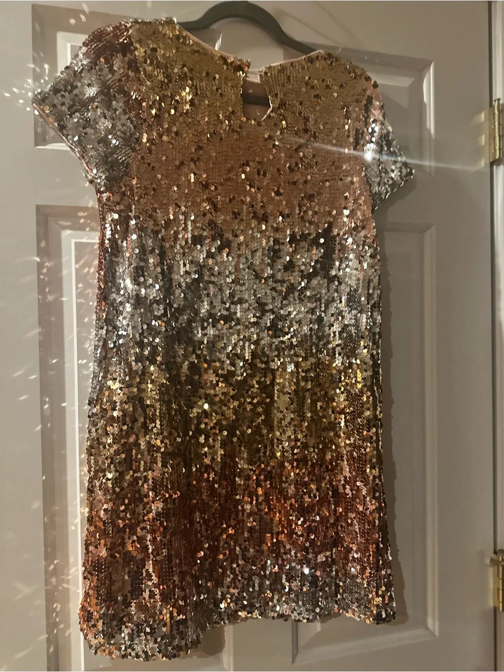Girls Ombre Sequin Party Dress in Gold and Silver